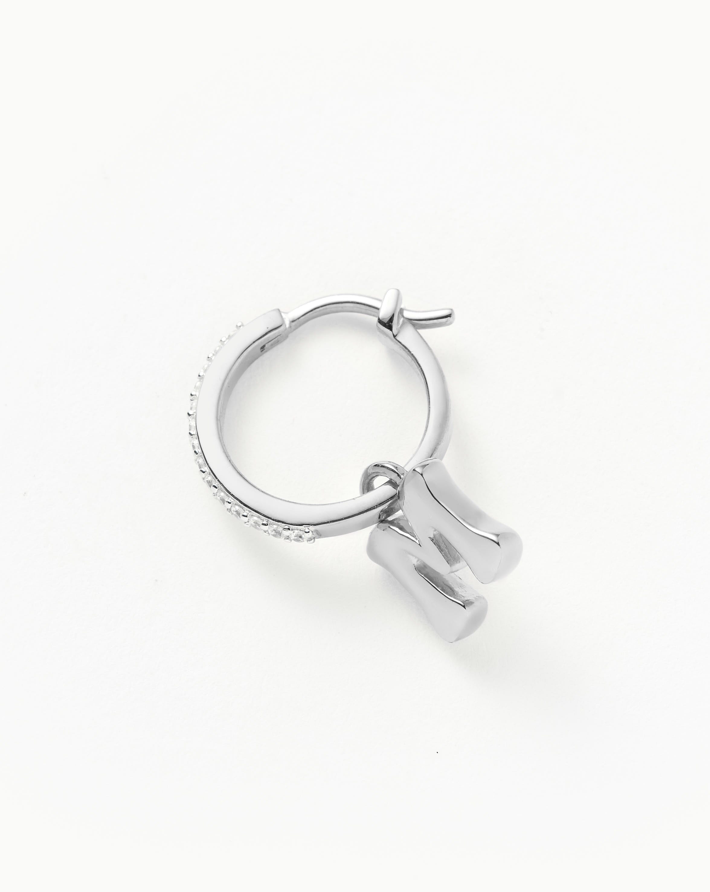 Initial Single Charm Hoop Earring - Initial M | Sterling Silver Earrings Missoma 