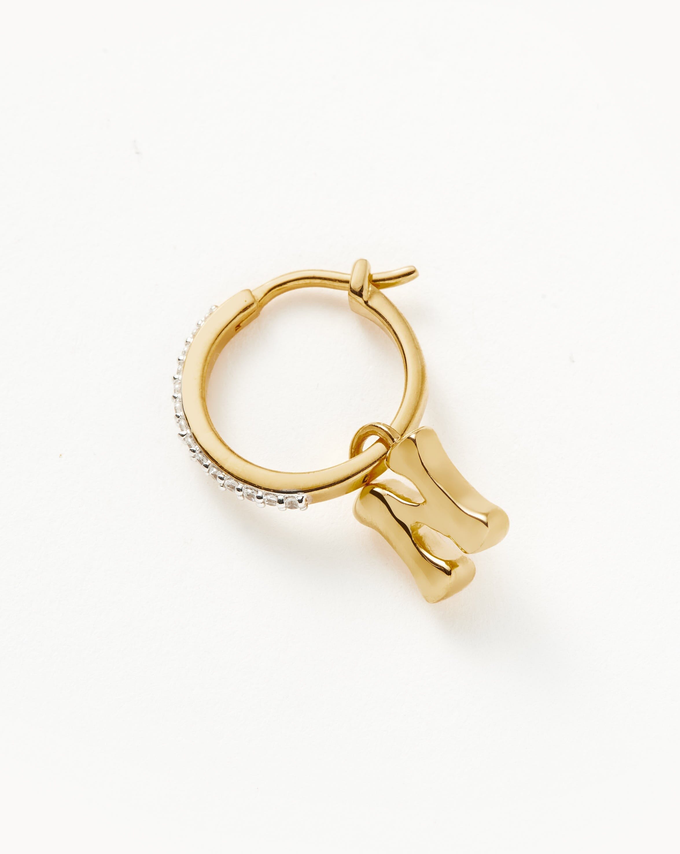 Initial Single Charm Hoop Earring - Initial N | 18ct Gold Plated Vermeil Earrings Missoma 
