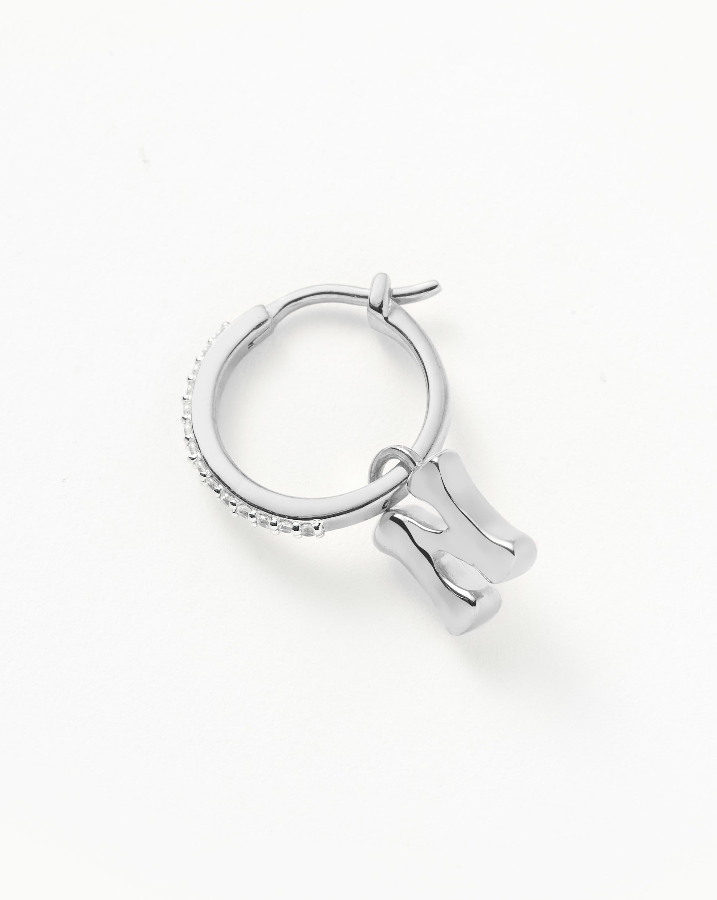 Initial Single Charm Hoop Earring - Initial N | Sterling Silver Earrings Missoma 