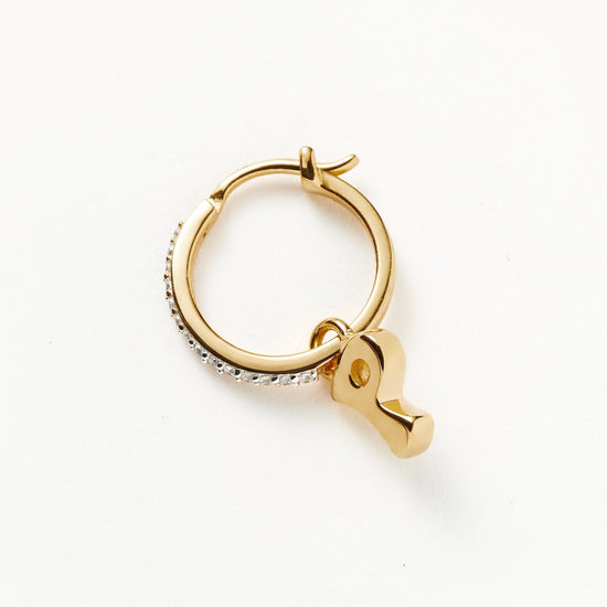 Initial Single Charm Hoop Earring - Initial P | 18ct Gold Plated Vermeil Earrings Missoma 