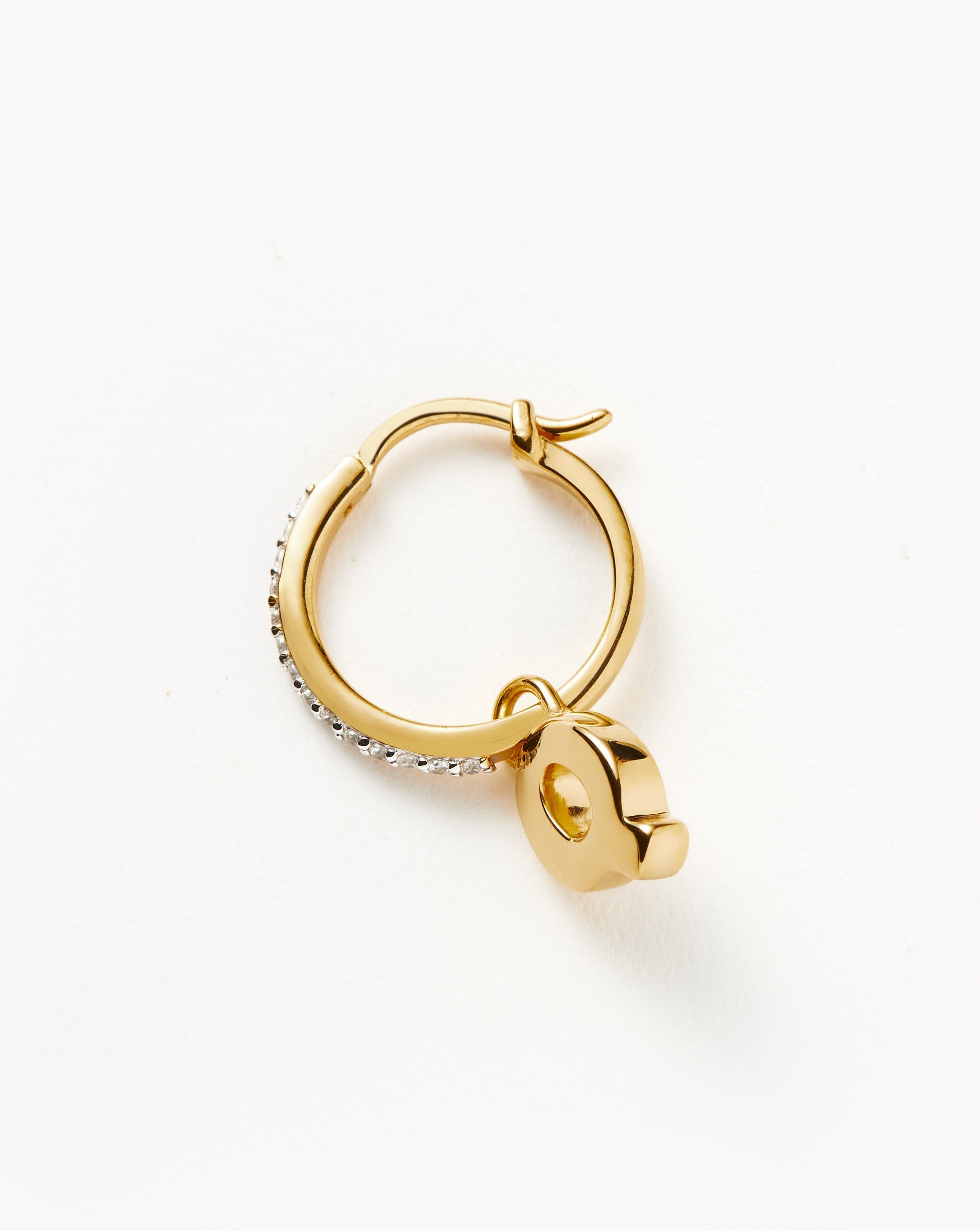 Initial Single Charm Hoop Earring - Initial Q | 18ct Gold Plated Vermeil Earrings Missoma 