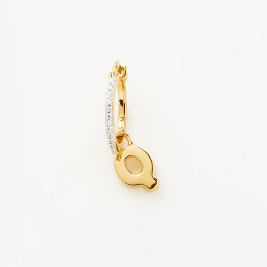 Initial Single Charm Hoop Earring - Initial Q | 18ct Gold Plated Vermeil Earrings Missoma 