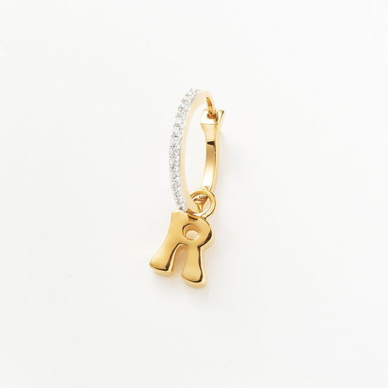 Initial Single Charm Hoop Earring - Initial R | 18ct Gold Plated Vermeil Earrings Missoma 