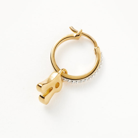 Initial Single Charm Hoop Earring - Initial R | 18ct Gold Plated Vermeil Earrings Missoma 