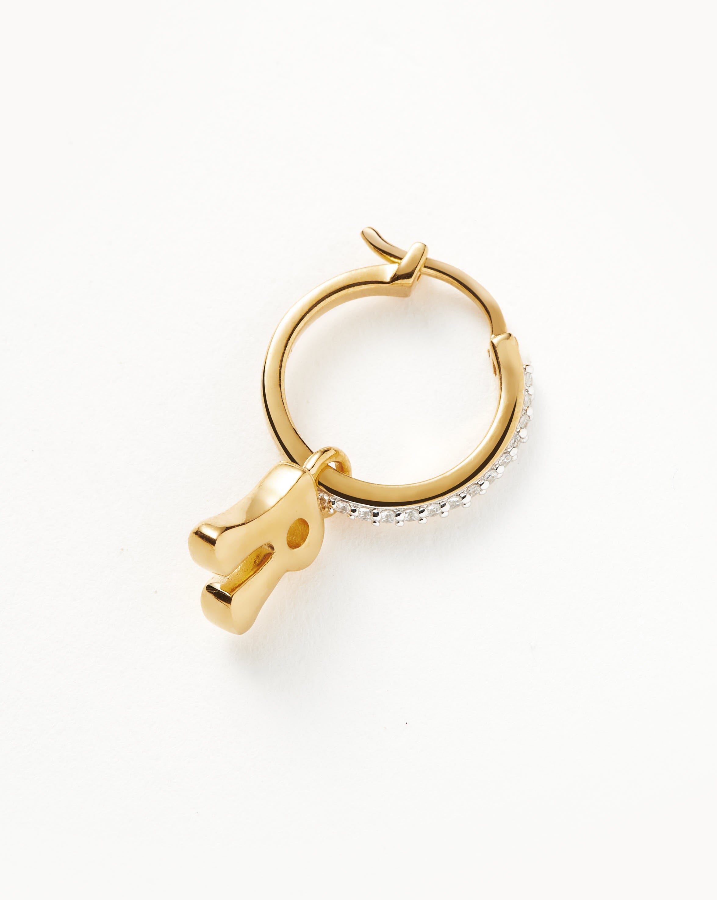Initial Single Charm Hoop Earring - Initial R | 18ct Gold Plated Vermeil Earrings Missoma 