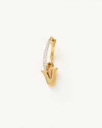 Initial Single Charm Hoop Earring - Initial V | 18ct Gold Plated Vermeil Earrings Missoma 