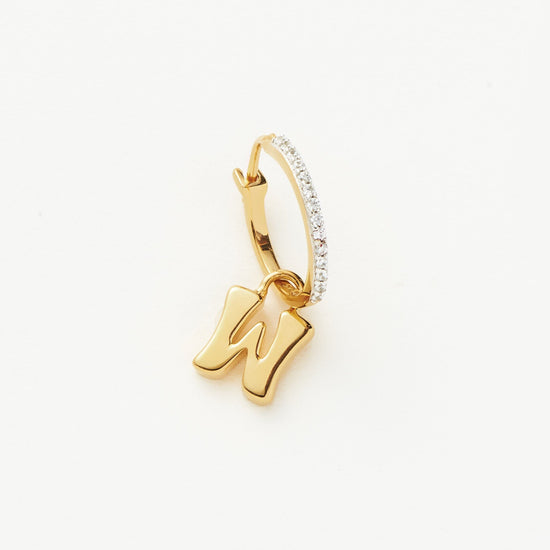 Initial Single Charm Hoop Earring - Initial W | 18ct Gold Plated Vermeil Earrings Missoma 