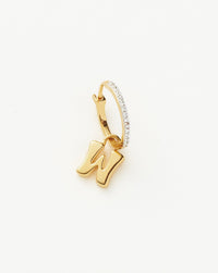 Initial Single Charm Hoop Earring - Initial W | 18ct Gold Plated Vermeil Earrings Missoma 