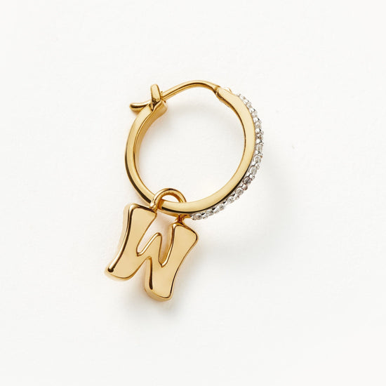 Initial Single Charm Hoop Earring - Initial W | 18ct Gold Plated Vermeil Earrings Missoma 