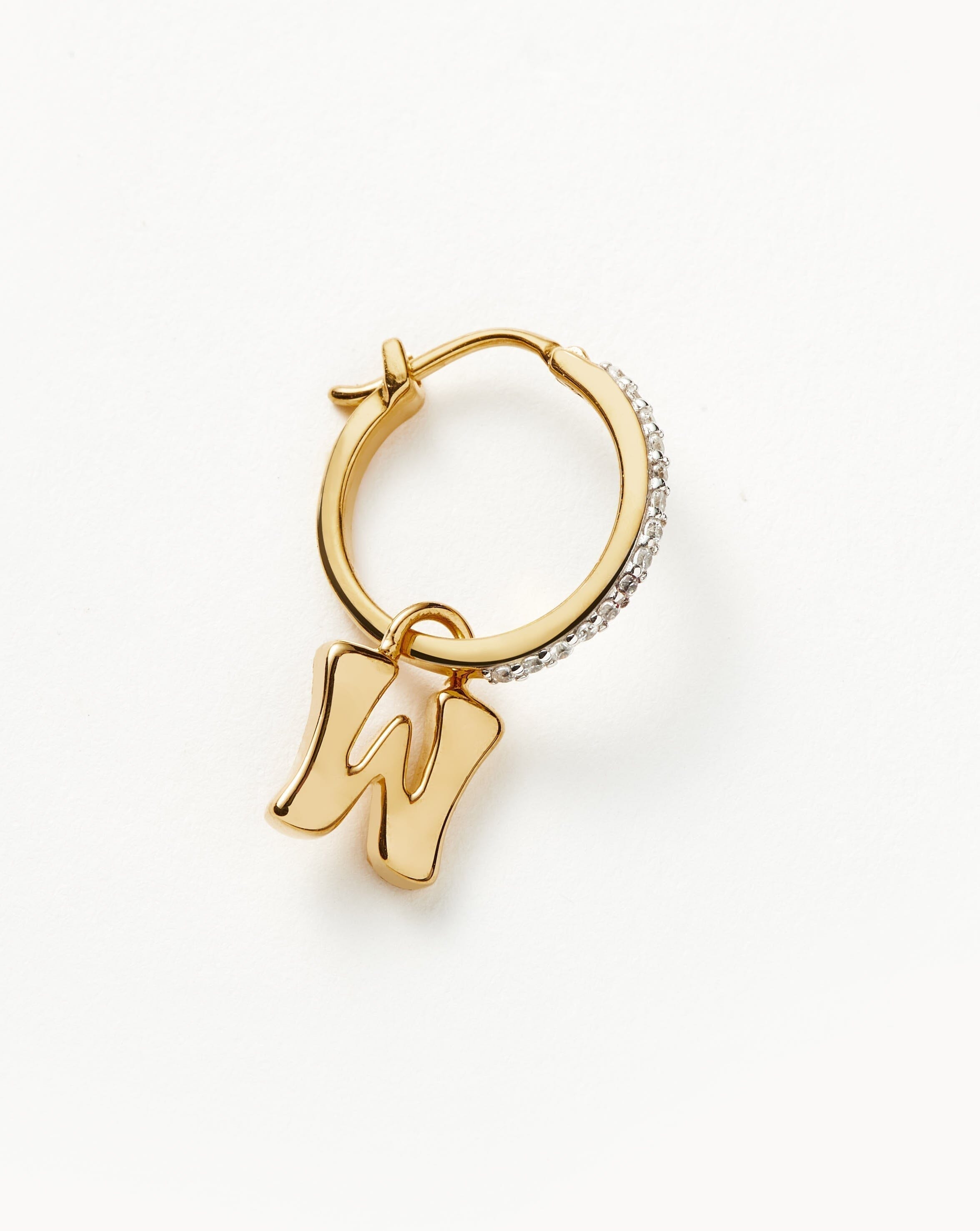 Initial Single Charm Hoop Earring - Initial W | 18ct Gold Plated Vermeil Earrings Missoma 
