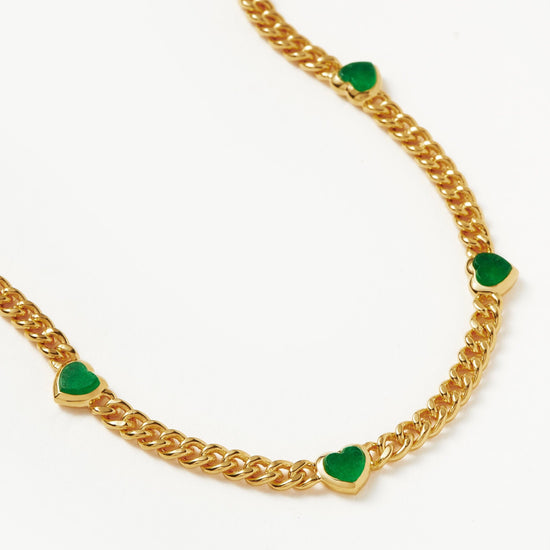 Jelly Heart Gemstone Charm Necklace | 18ct Gold Plated/Green Chalcedony Necklaces Missoma 