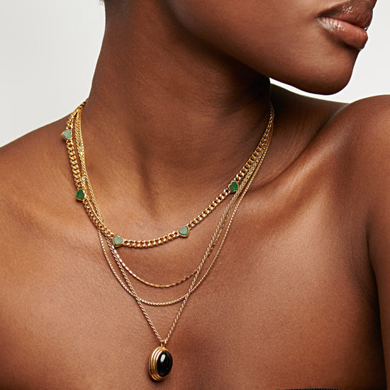 Jelly Heart Gemstone Charm Necklace | 18ct Gold Plated/Green Chalcedony Necklaces Missoma 