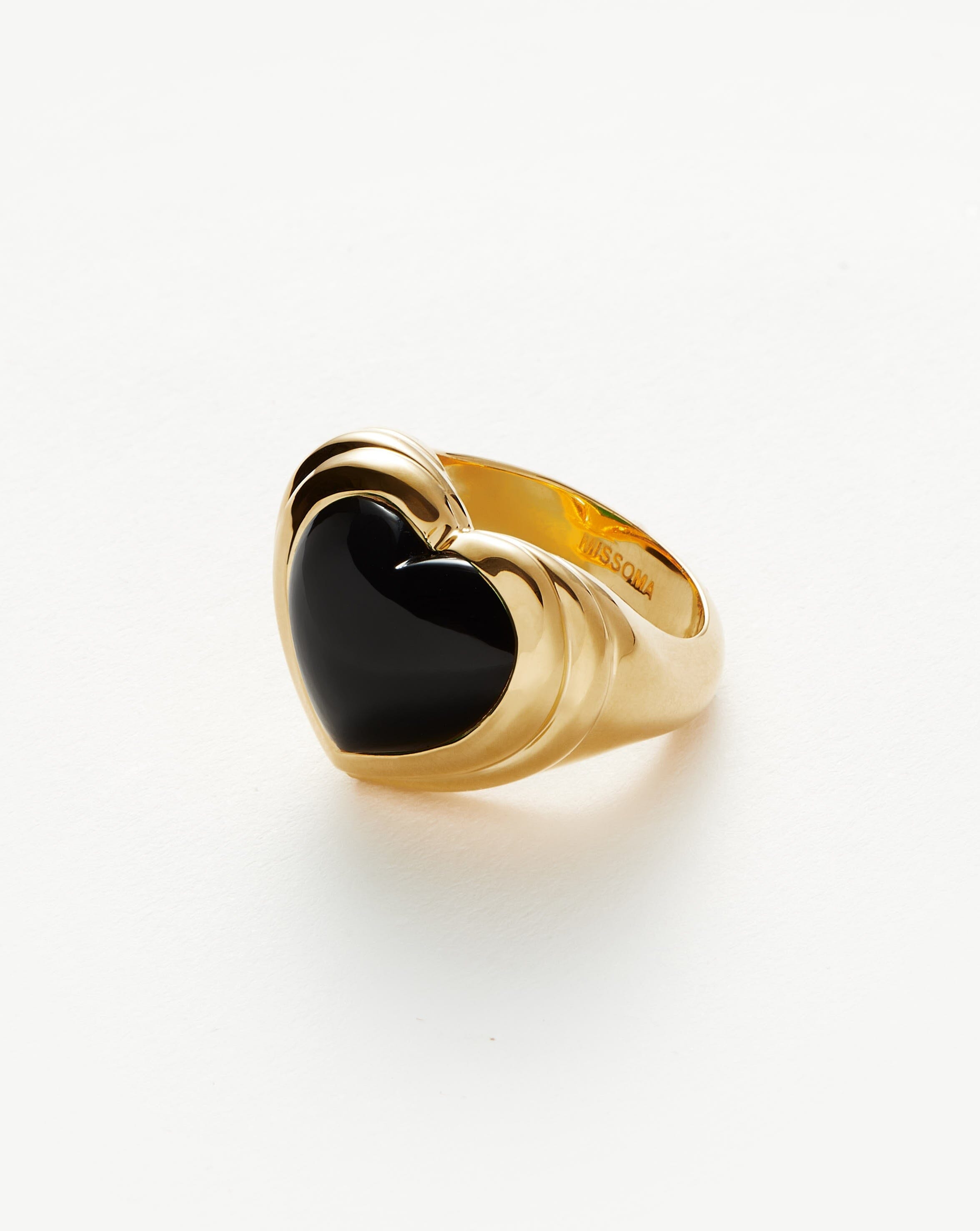 Jelly Heart Gemstone Ring | 18ct Gold Plated/Black Onyx Rings Missoma 