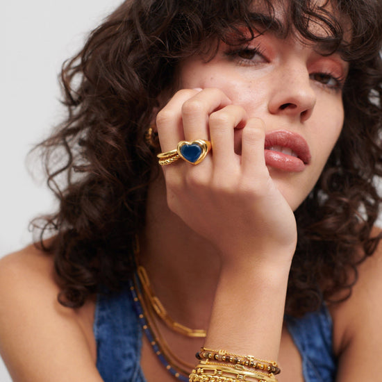 Jelly Heart Gemstone Ring | 18ct Gold Plated/Blue Quartz Rings Missoma 