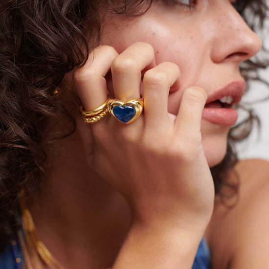 Jelly Heart Gemstone Ring | 18ct Gold Plated/Blue Quartz Rings Missoma 