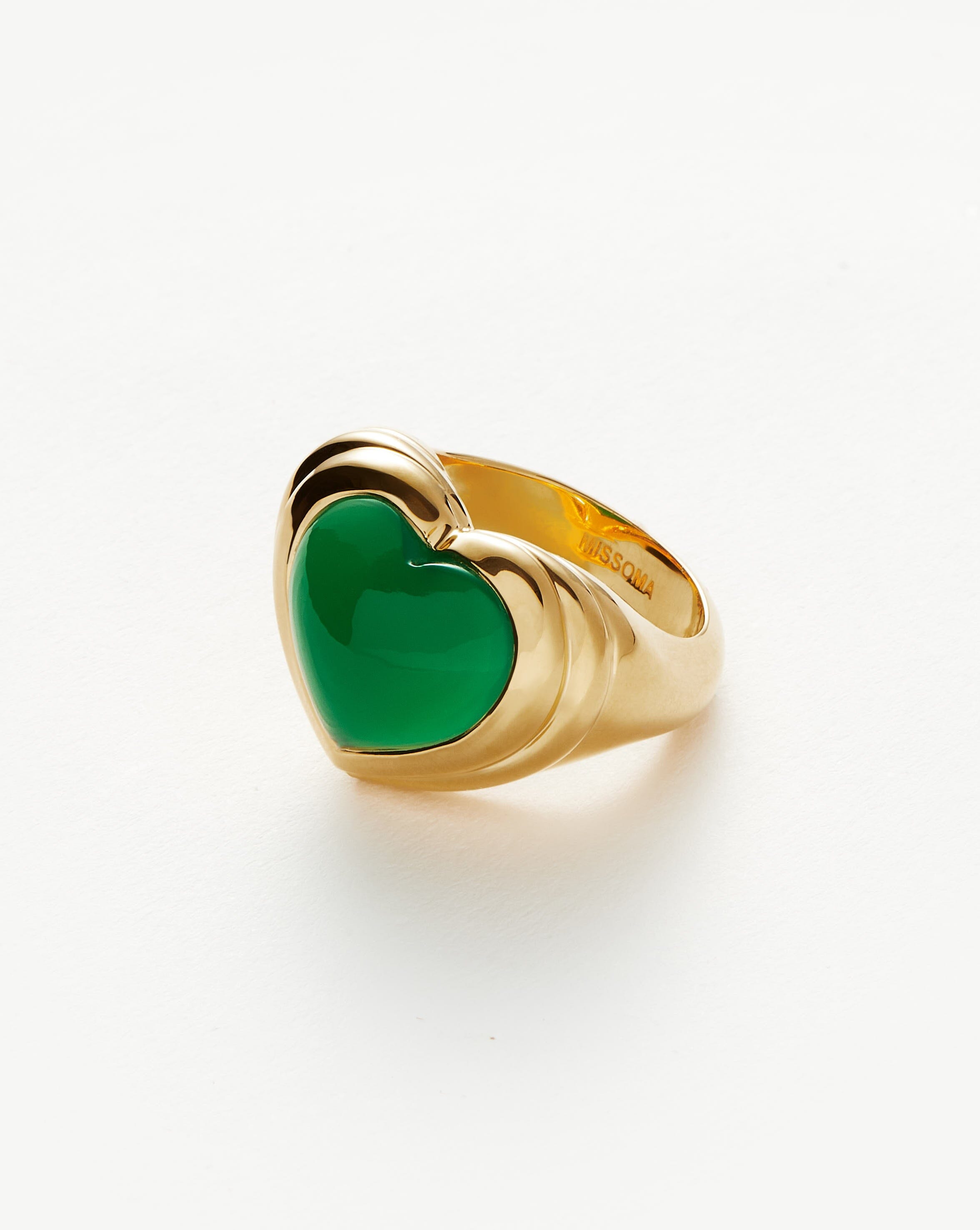 Jelly Heart Gemstone Ring | 18ct Gold Plated/Green Chalcedony Rings Missoma 