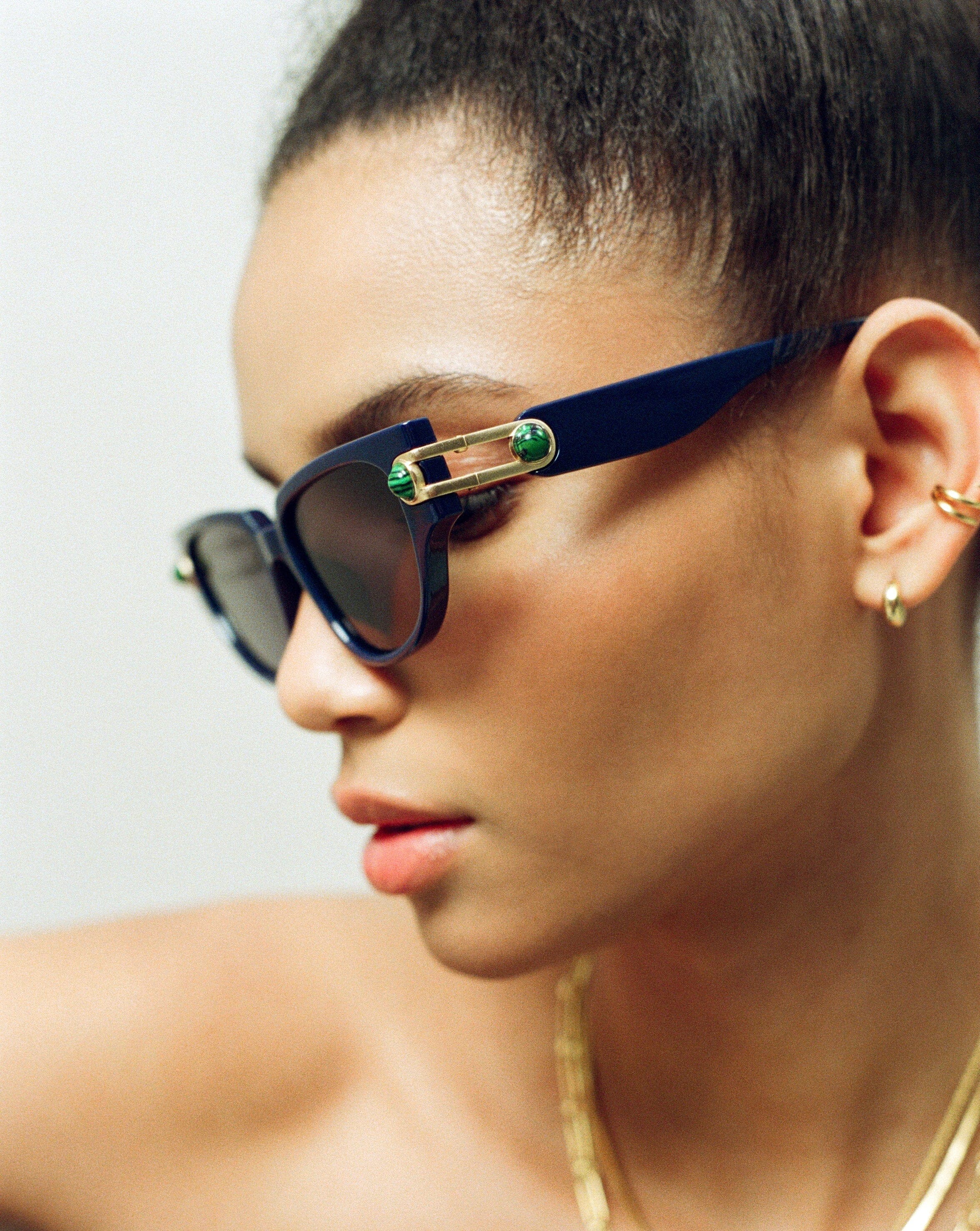 Le Specs Serpens Link Cat-Eye Sunglasses | Navy/Malachite Accessories Missoma 