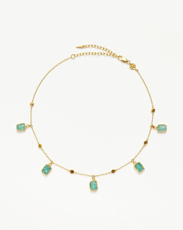 Lena Charm Choker | 18k Gold Plated/Amazonite