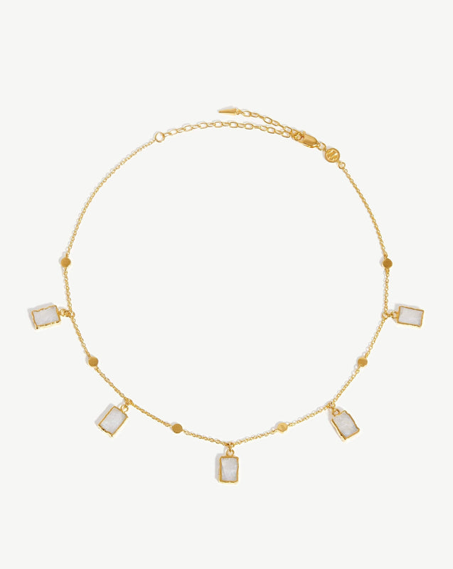 Lena Charm Choker | 18k Gold Vermeil/Rainbow Moonstone