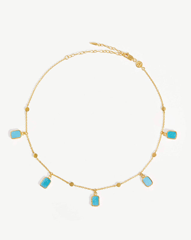 Lena Charm Choker | 18k Gold Plated/Turquoise