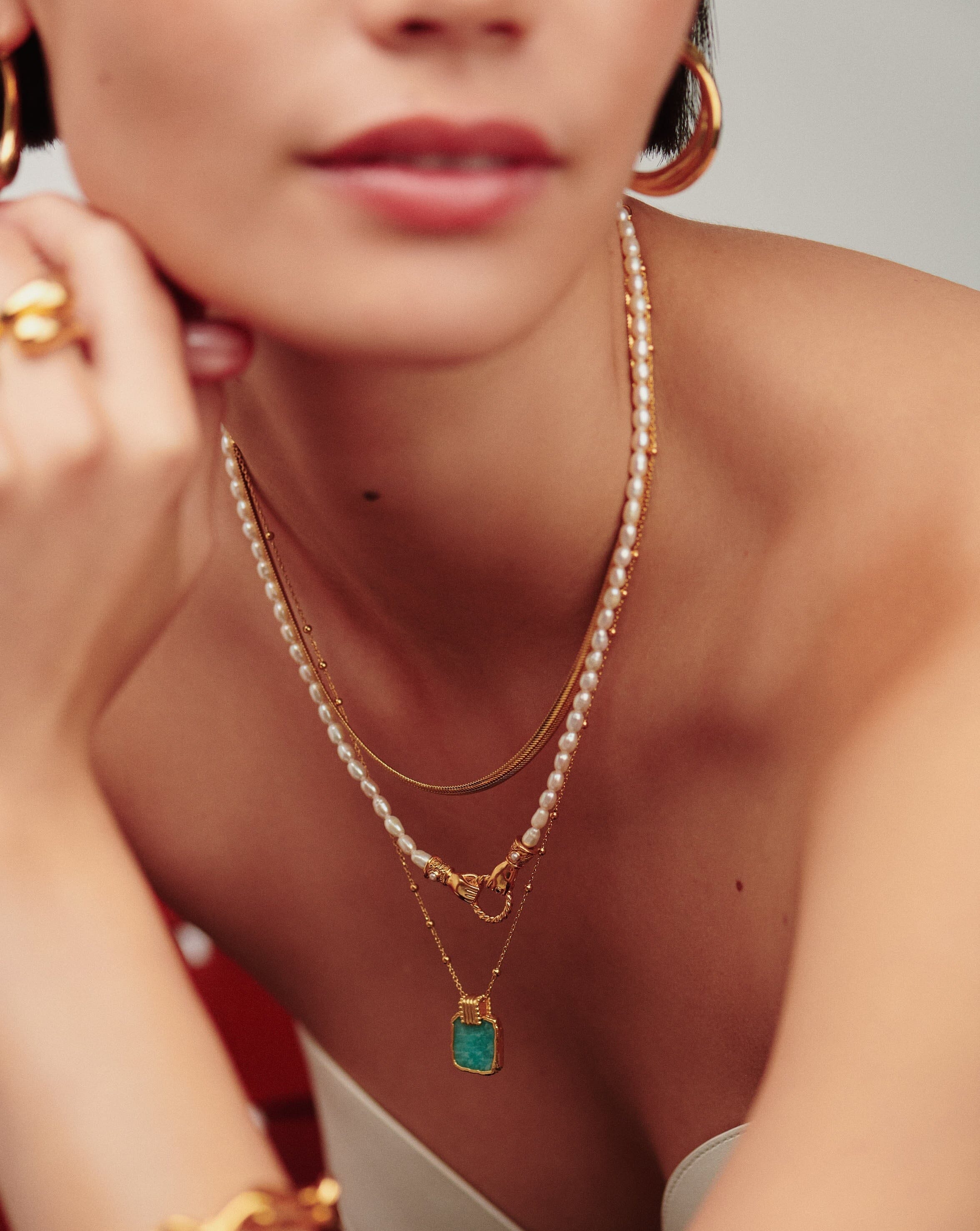 Lena Charm Necklace | 18ct Gold Plated Vermeil/Amazonite | Missoma