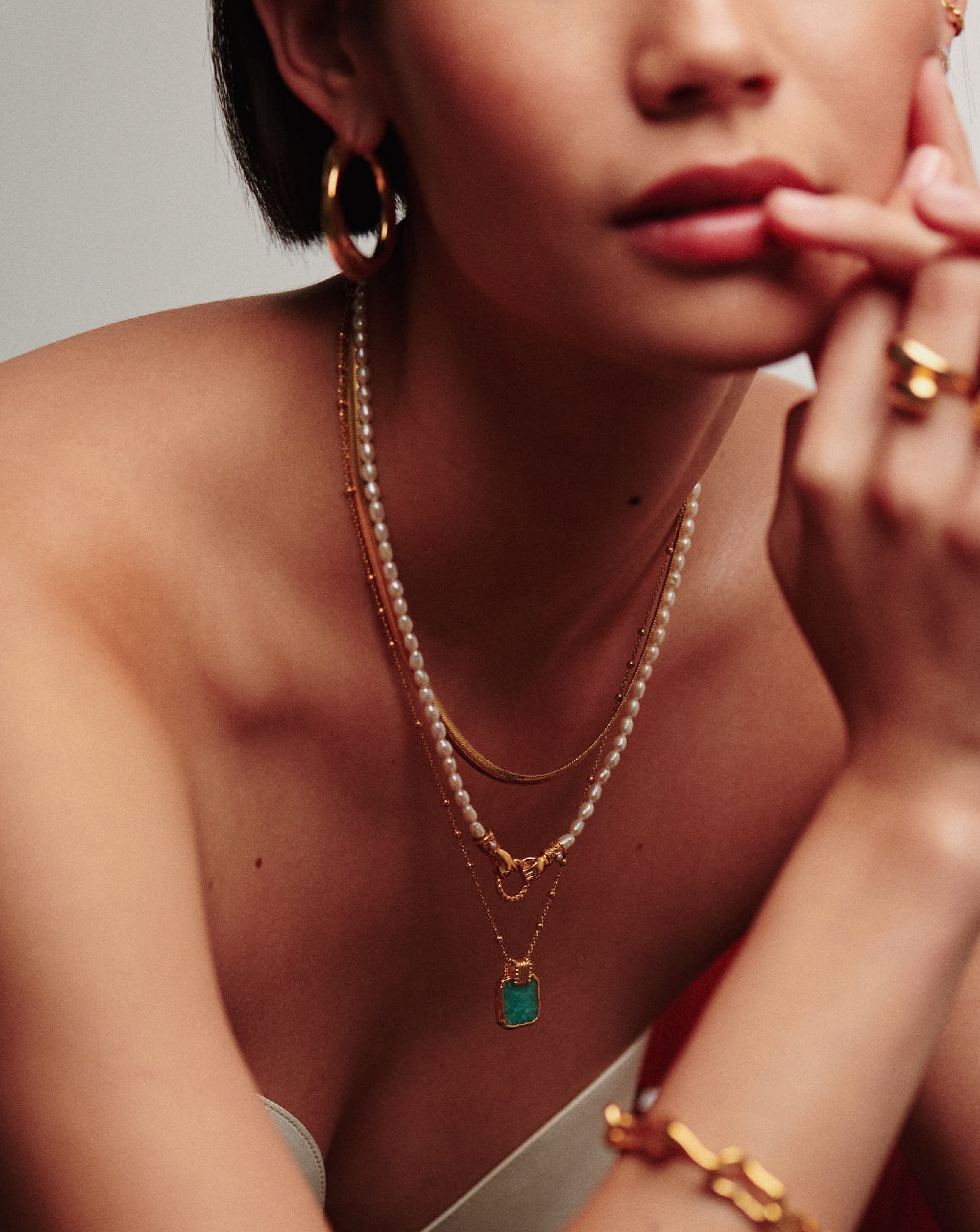 Lena Charm Necklace | 18ct Gold Plated Vermeil/Amazonite Necklaces Missoma 