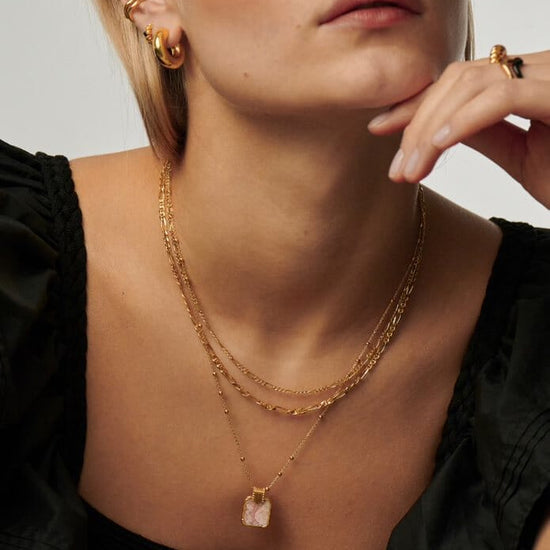 Lena Charm Necklace | 18ct Gold Plated Vermeil/Rhodochrosite Necklaces Missoma 