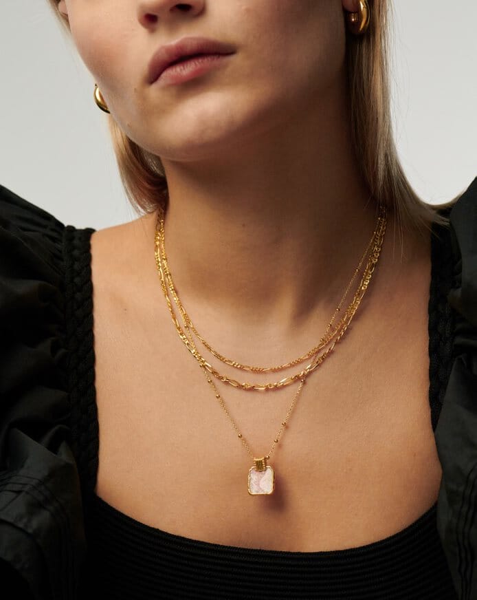 Lena Charm Necklace | 18ct Gold Plated Vermeil/Rhodochrosite Necklaces Missoma 