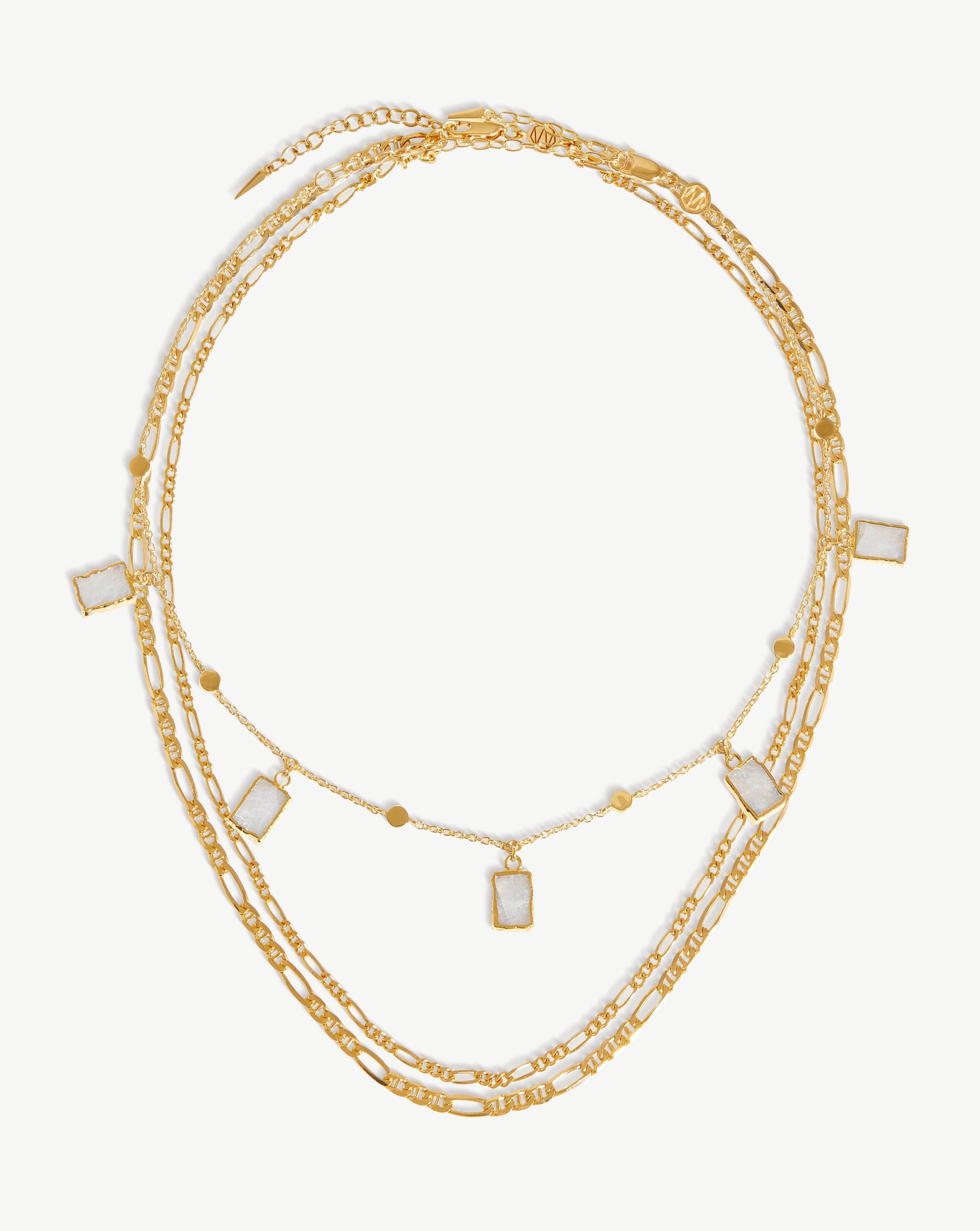 Lena Rainbow Moonstone Necklace Set Layering Sets Missoma 18ct Gold Plated Vermeil/Rainbow Moonstone 