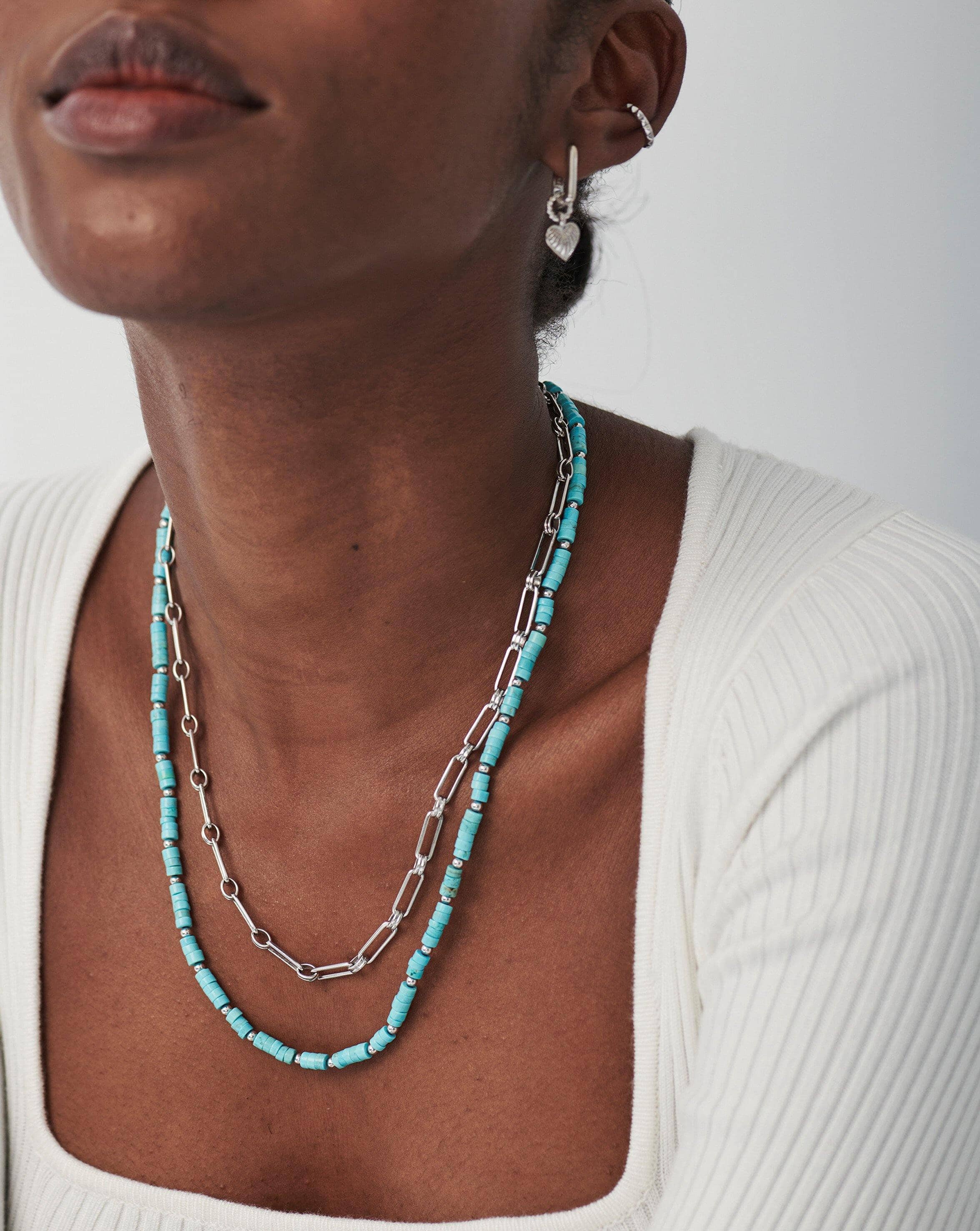 Medium Beaded Stack Necklace: Green & White| Missoma US