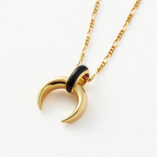 Lucy Williams Black Onyx Horn Pendant Necklace | 18ct Gold Plated Vermeil/Black Onyx Necklaces Missoma 