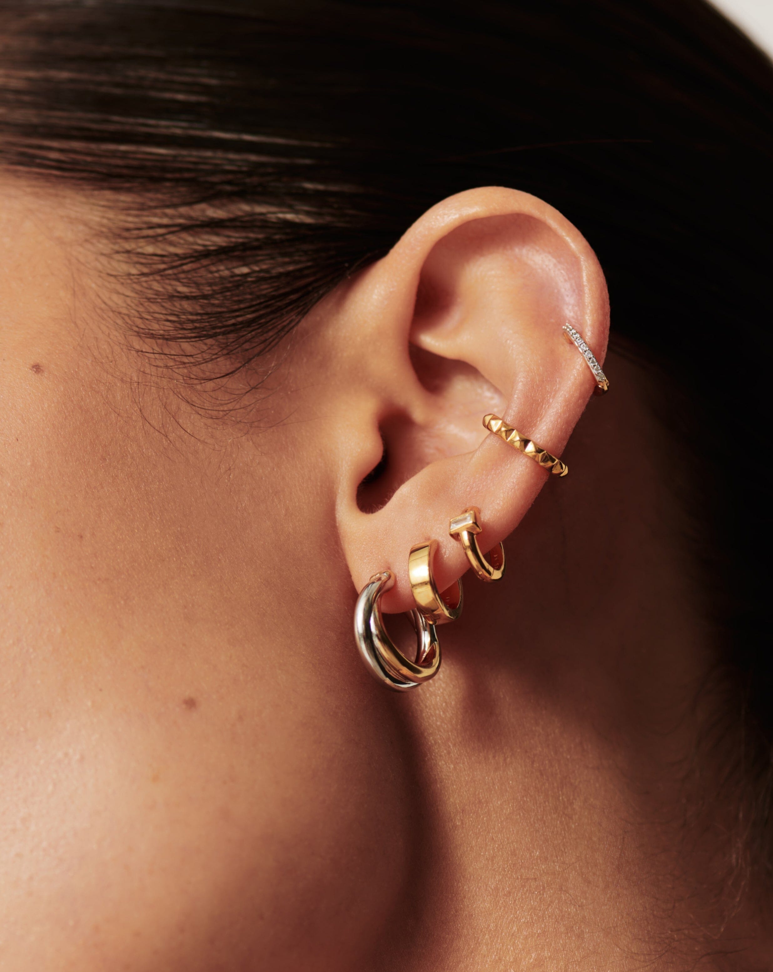 Lucy Williams Chunky Entwine Mini Hoop Earrings | Mixed Metal Earrings Missoma 