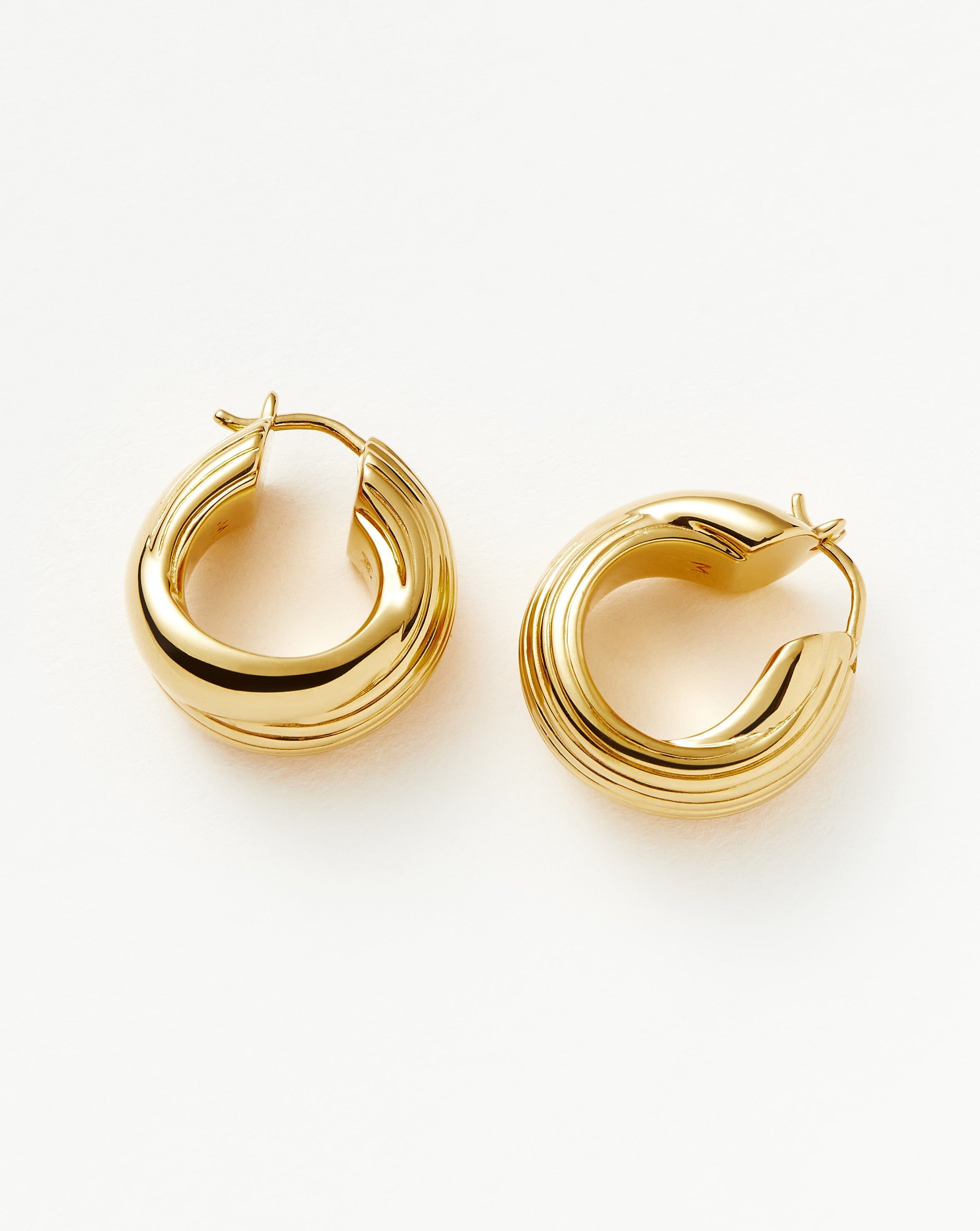Lucy Williams Chunky Entwine Ridge Small Hoop Earrings | 18ct Gold Plated Earrings Missoma 
