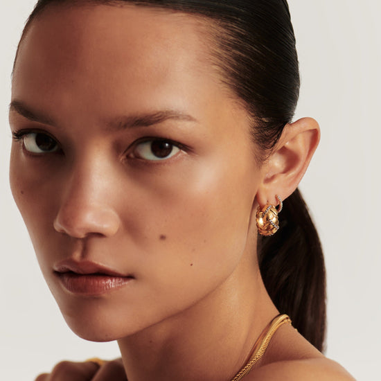 Lucy Williams Chunky Pave Waffle Small Hoop Earrings | 18ct Gold Plated/Cubic Zirconia Earrings Missoma 