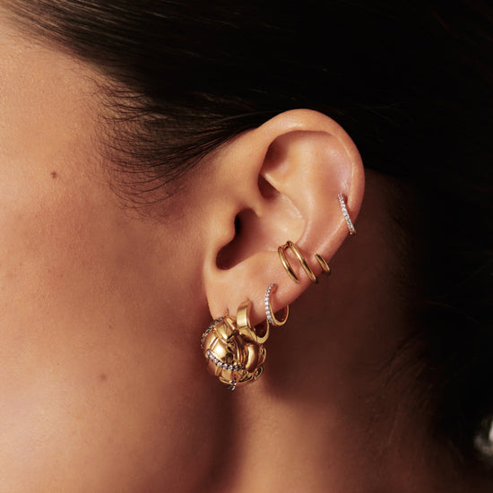 Lucy Williams Chunky Pave Waffle Small Hoop Earrings | 18ct Gold Plated/Cubic Zirconia Earrings Missoma 