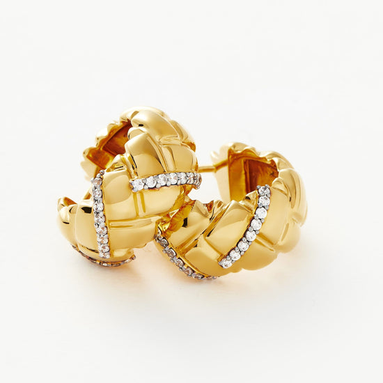 Lucy Williams Chunky Pave Waffle Small Hoop Earrings | 18ct Gold Plated/Cubic Zirconia Earrings Missoma 