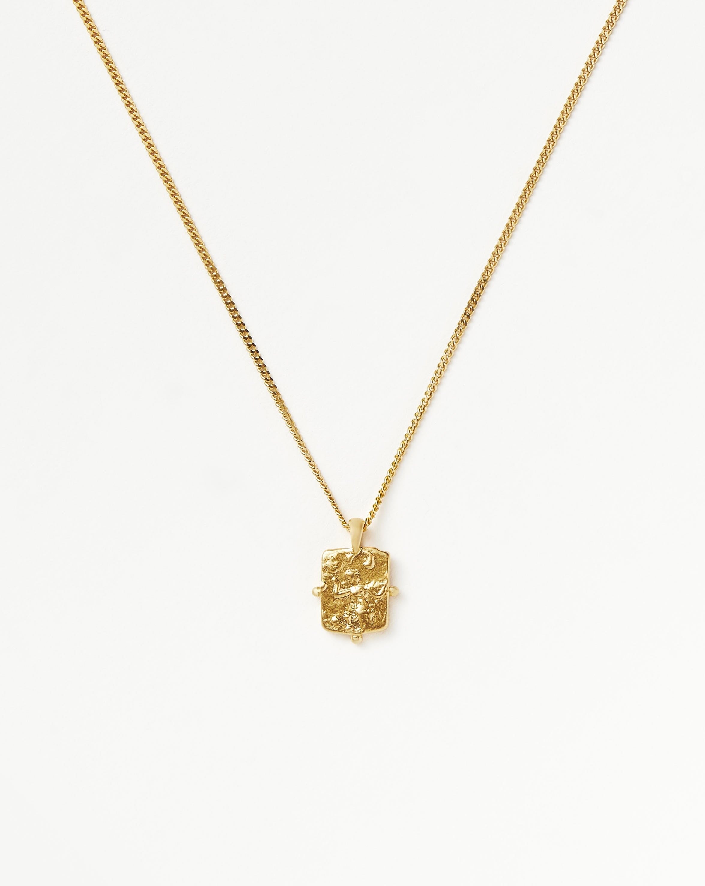 Lucy Williams Engravable Beaded Square Coin Pendant Necklace | 18ct Gold Plated Vermeil Necklaces Missoma 