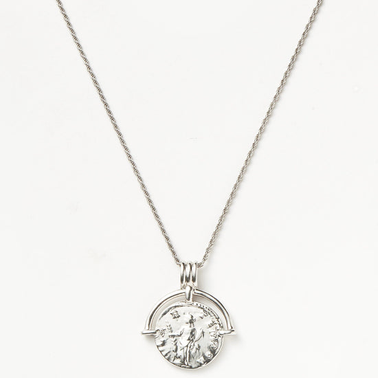 Lucy Williams Engravable Roman Arc Coin Necklace | Silver Plated Necklaces Missoma 