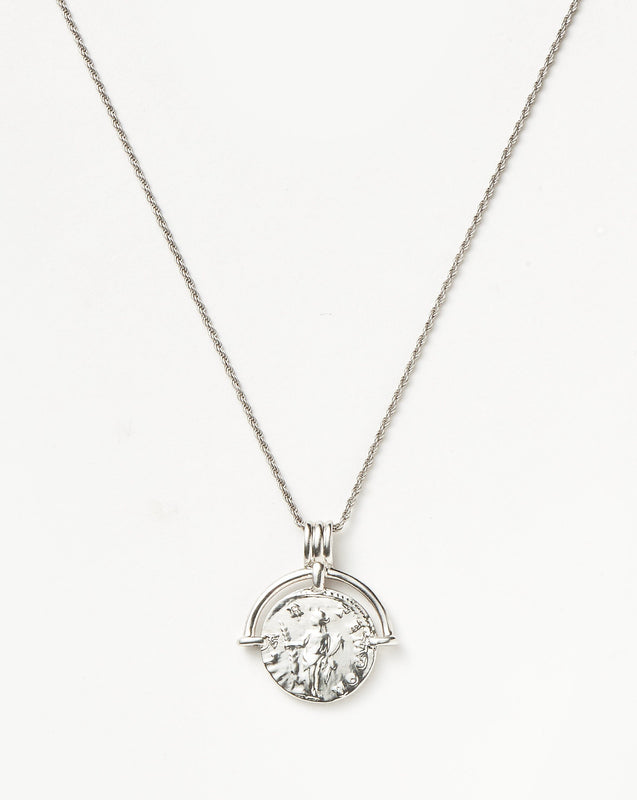 Lucy Williams Engravable Roman Arc Coin Necklace | Silver Plated