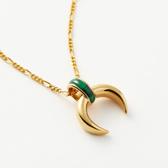 Lucy Williams Malachite Horn Pendant Necklace | 18ct Gold Plated Vermeil/Malachite Necklaces Missoma 