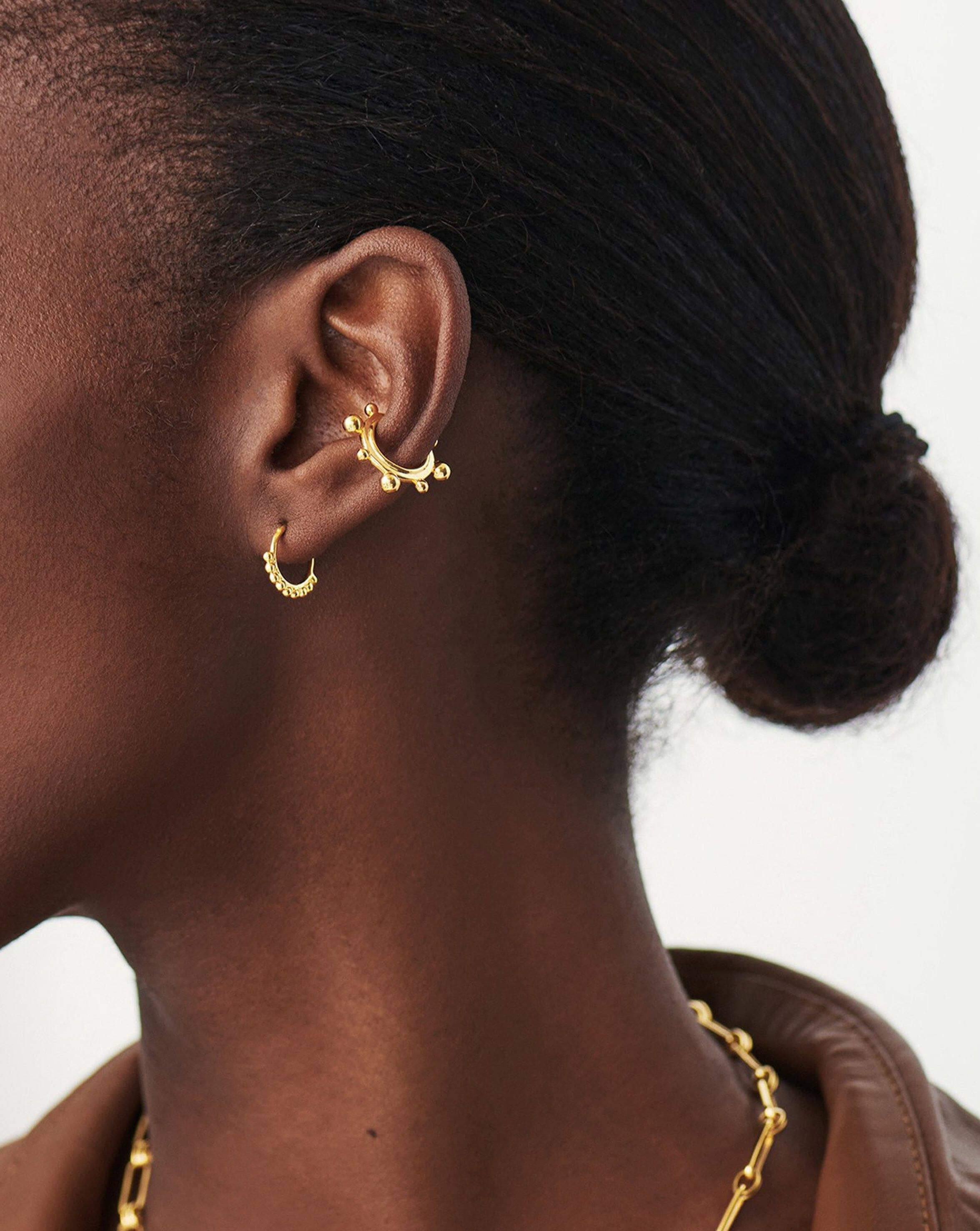 Lucy Williams Mini Beaded Hinged Hoop Earrings | 18ct Gold Plated Vermeil Earrings Missoma 