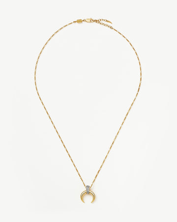 Lucy Williams Pavé Horn Pendant Necklace | 18ct Gold Plated Vermeil/Cubic Zirconia Necklaces Missoma 