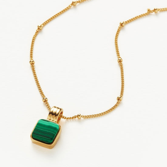 Lucy Williams Square Malachite Necklace | 18ct Gold Plated Vermeil/Malachite Necklaces Missoma 