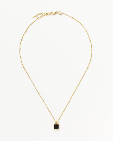 Lucy Williams Square Onyx Gemstone Necklace | 18ct Gold Plated Vermeil/Black Onyx Necklaces Missoma 