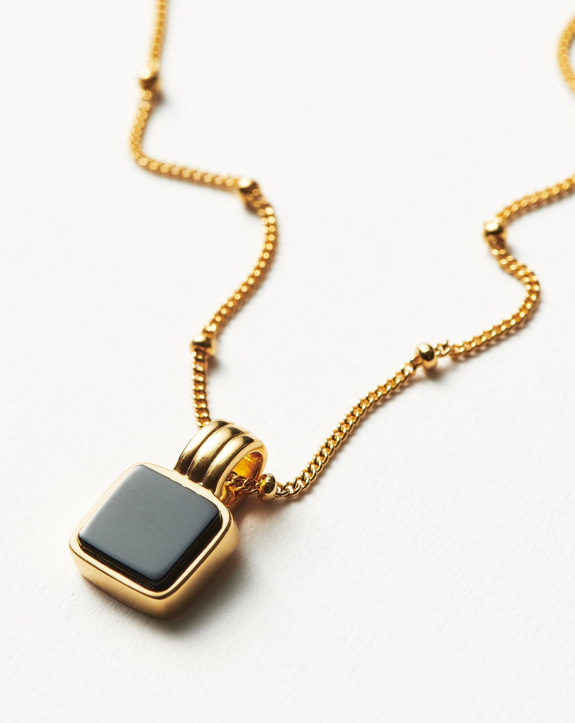 14K Gold Diamond Paradise Onyx Necklace Charm
