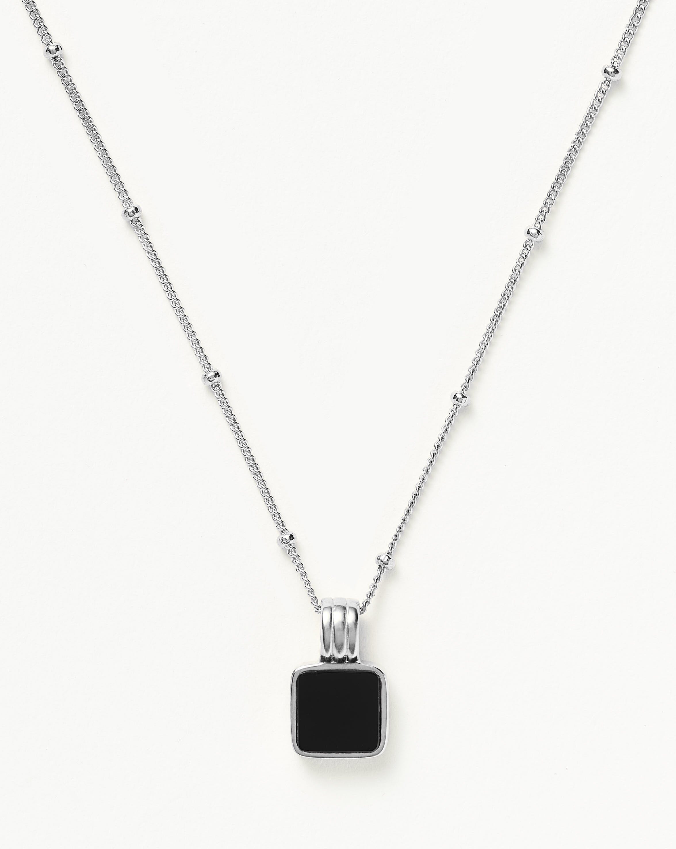 Lucy Williams Square Onyx Gemstone Necklace | Sterling Silver/Black Onyx Necklaces Missoma 