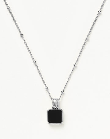 Lucy Williams Square Onyx Gemstone Necklace | Sterling Silver/Black Onyx Necklaces Missoma 