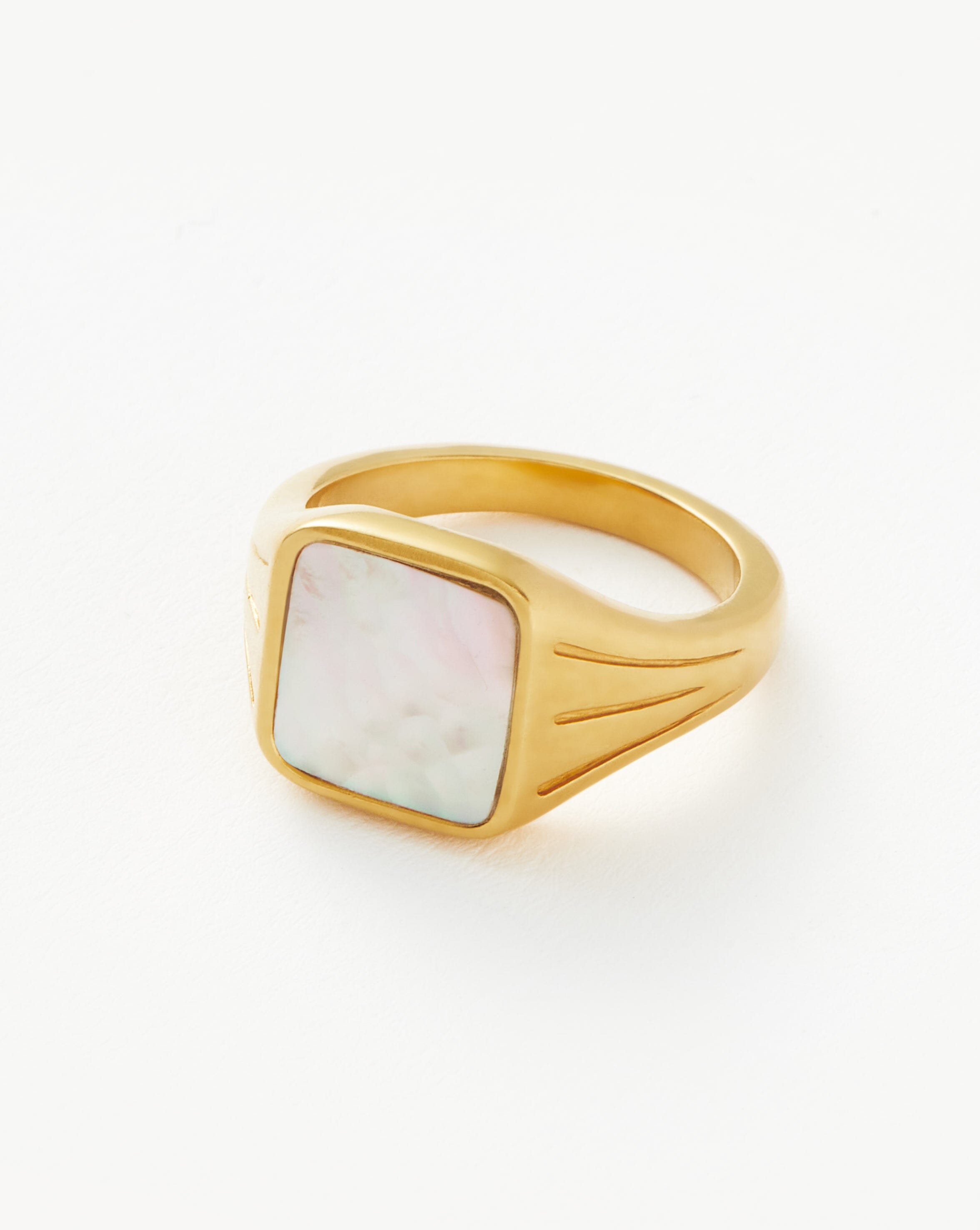 Lucy Williams Square Signet Ring | 18ct Gold Plated Vermeil/Mother of |  Missoma
