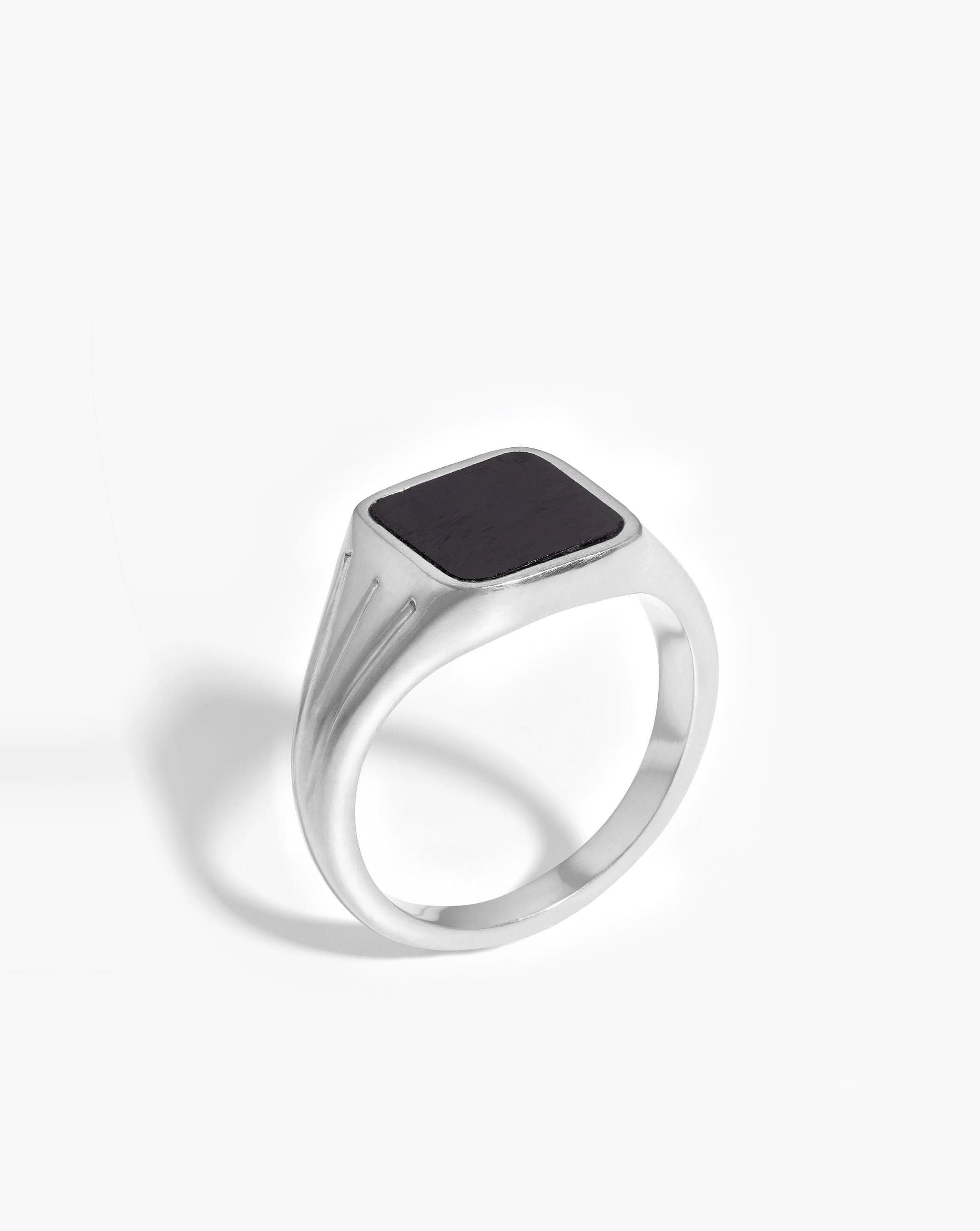 Lucy Williams Square Signet Ring | Sterling Silver/Black Spinel Rings Missoma 