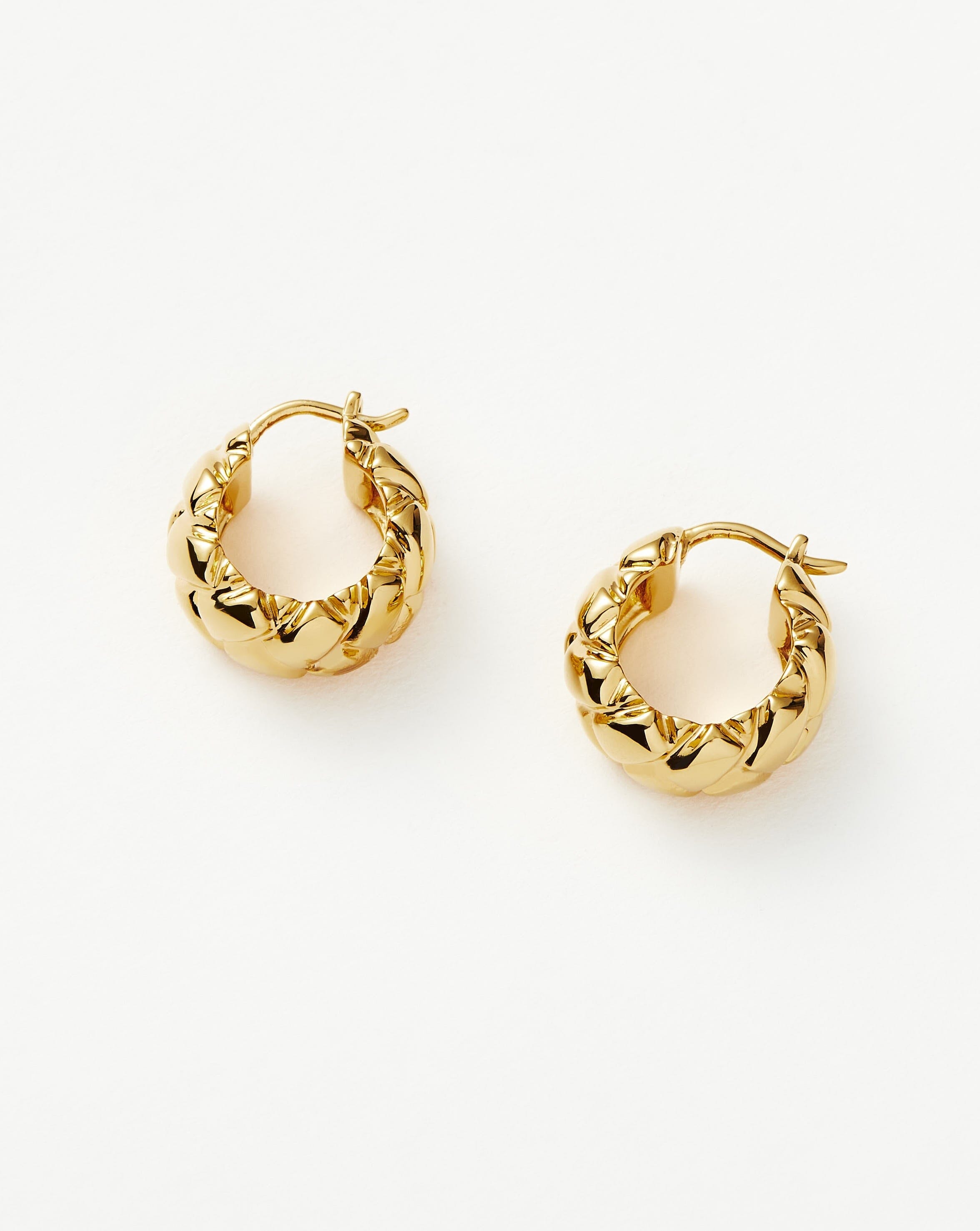 Lucy Williams Waffle Mini Hoop Earrings   ct Gold Plated Vermeil